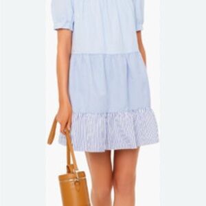 English Factory Blue Puff Sleeve Sundress